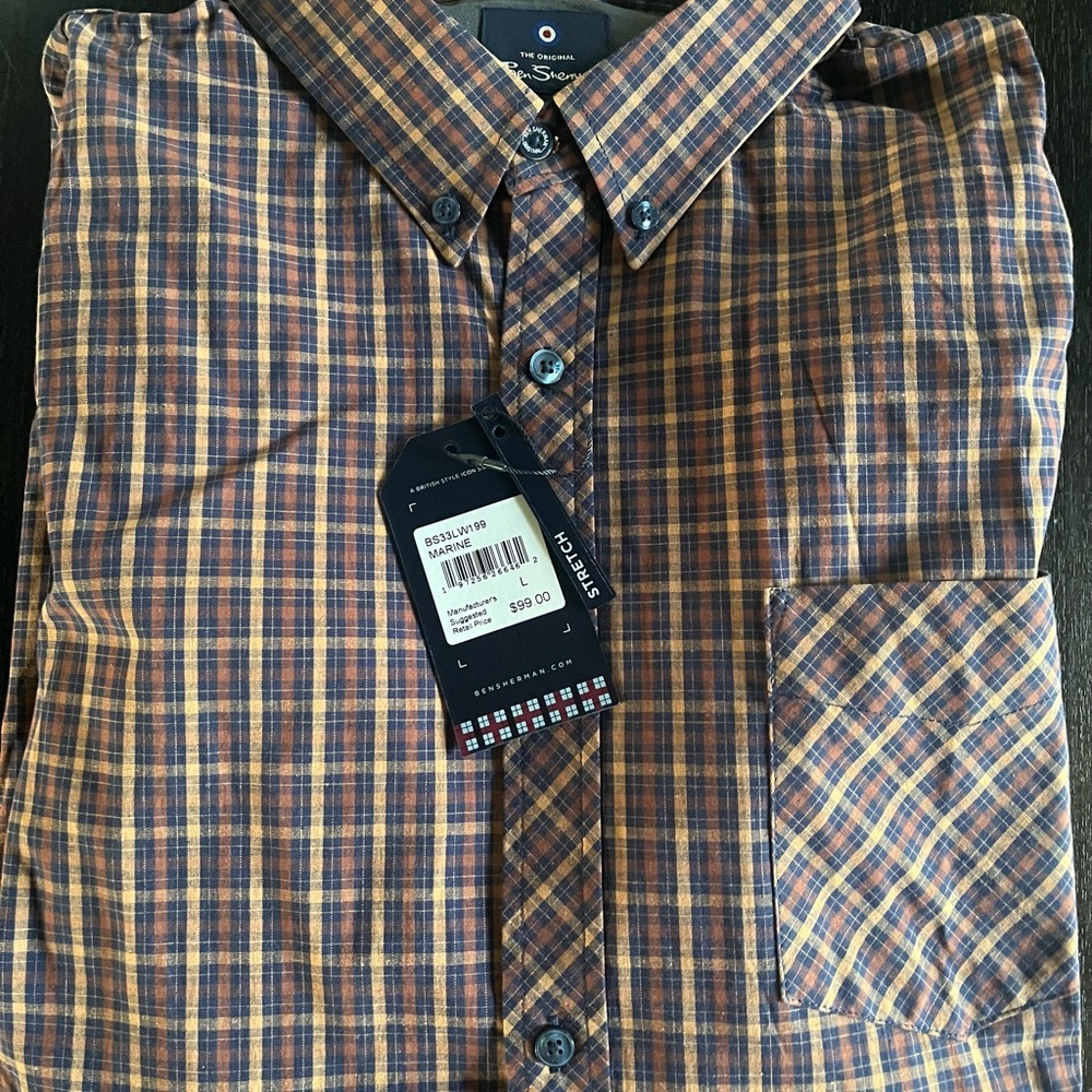 Ben Sherman Blue and Brown Casual Button Down Shirt